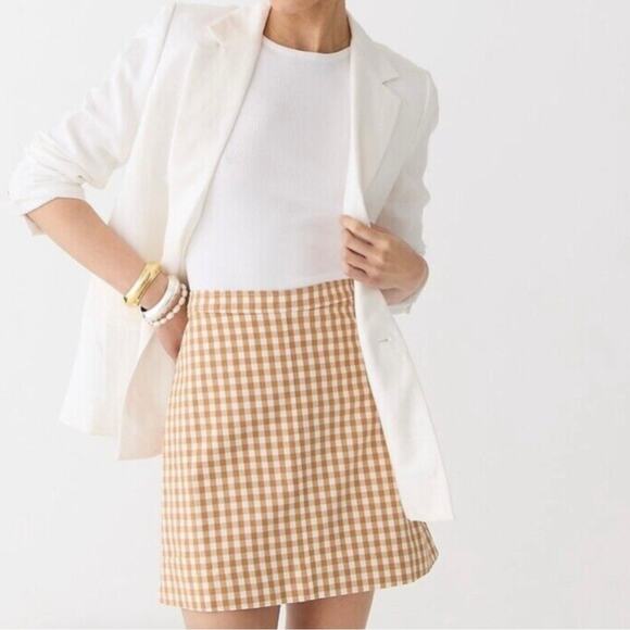 J. Crew NWT Natasha Skirt in Gingham Stretch Twill Blend - size 4 - Picture 1 of 7
